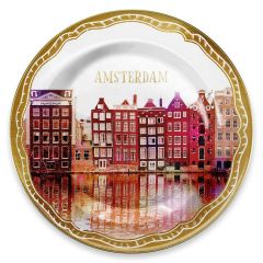 Bord "Amsterdam Damrak" in verpakking, 26 cm