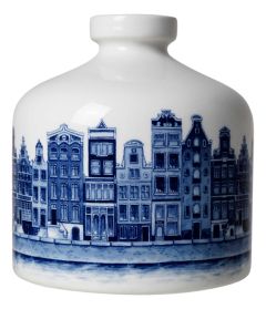 Vaas met Grachtenpanden – Blauw/Wit – 12 cm