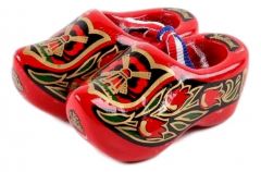 Set houten klompjes 6cm, Rood/Goud