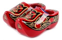 Set houten klompjes 10cm, Rood/Goud