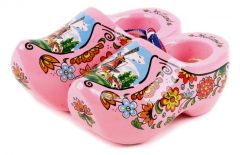 Set houten klompjes 10cm, Roze