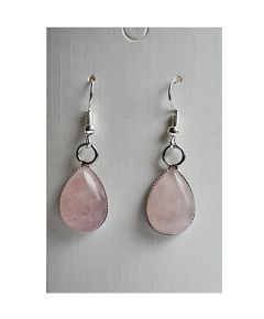 Set Rosequarts drop earrings, 18x14mm