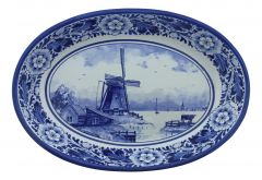 Ovalen schaal "Molen landschap", Keramiek, 28 cm