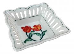 Square dish orange tulip