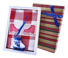 Theedoek cadeau Winterse Schaats