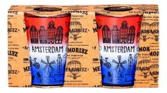 Memoriez Set Amsterdam Shotglaasjes Rood/Wit/Blauw - 2 stuks