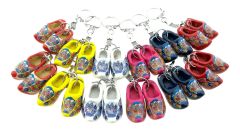 12 Sleutelhanger dubbel houten Klompjes Grachtenhuisjes (6 kleuren)