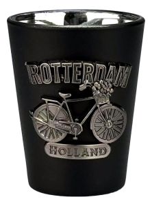Shotglas Rotterdam Fiets - Zwart Metaallook