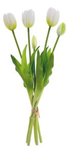 Tulip Artificial Flower Bouquet 5 pieces, 'White' 39 cm