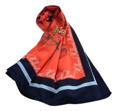 Luxe Zijden Sjaal met Goudkleurige Fiets Broche – 90x90 cm