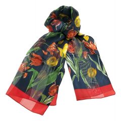Sjaal Tulp rand Navy, langwerpig