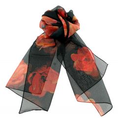 Dames sjaal Tulp rood, zwart