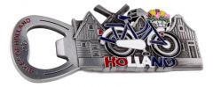 Flesopener Magneet "Fietsen van Holland" - Tin