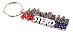 Keychain "Amsterdam Red/White/Blue Canal Houses"