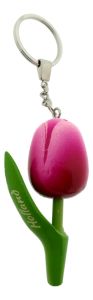 Sleutelhanger Houten Tulp Cyclaam/Roze, 8 cm