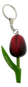Sleutelhanger Houten Tulp Donker Rood Holland, 8 cm