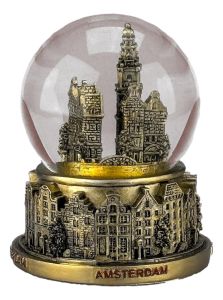 Sneeuwbol Amsterdam - Goudkleurig, 9 cm