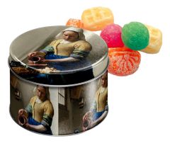 Lekkernij blik Melkmeisje met oud Hollands snoepgoed