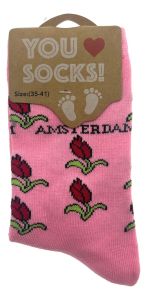 Dames Sokken "Tulpen Roze" 35-41