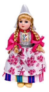 Porseleinen Pop - Nederlandse Klederdracht Roze, 17 cm