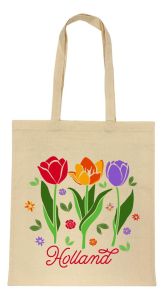 Katoenen Tas "Drie Tulpen Gekleurd Holland"