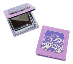 Pocket mirror "Amsterdam Bicycle Purple"