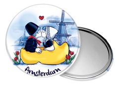 Pocket mirror "Kissing Couple Clog Amsterdam"