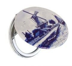 Spiegeldoosje Molen en Boot, rond