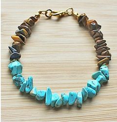 Armband turkoois en tijgeroog splitkralen