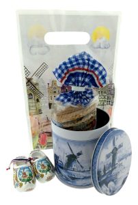 Cadeauset Stroopwafels in Delfts Blauw Blik