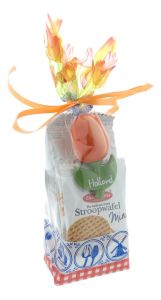 Mini stroopwafels in Nederlands Iconen zakje met Tulp magneet