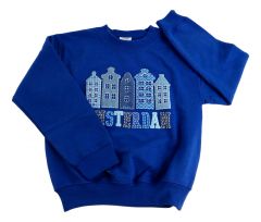 Sweater Amsterdamse Grachtenhuisjes Kinderen, Blauw