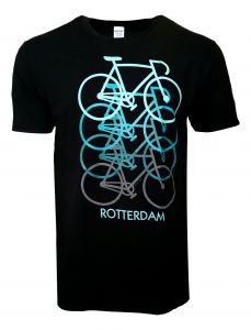 T-Shirt Neon Fietsen Rotterdam Zwart