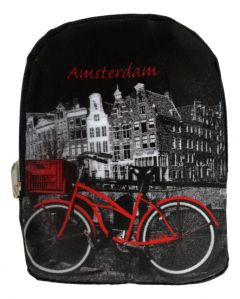Uitvouwbare tas "Rode Fiets Amsterdam" in zakje