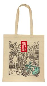 Katoenen Tas "Amsterdam Fiets Groen"
