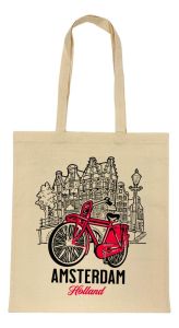 Katoenen Tas "Amsterdam Fiets Rood"