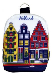 Uitvouwbare tas "Grachtenhuizen Kleur" in zakje