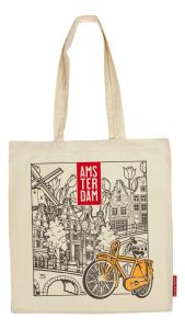 Katoenen Tas "Amsterdam Fiets Geel"