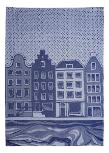 Theedoek Huisjes Delfts Blauw 50x70cm