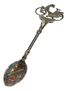 Spoon Amsterdam with bicycle - pewter