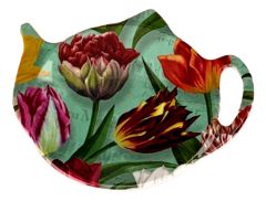 Teabag holder 'pretty tulips' - green