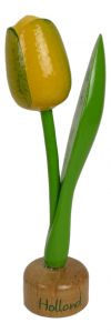 Tulp op houten voet, Geel /Groen