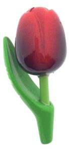 Magneet Houten Tulp Donker Rood/Rood, 8 cm