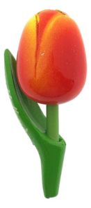 Magneet Houten Tulp Rood/Geel, 8 cm