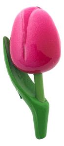 Magnet Wooden Tulip Dark Cyclamen/Pink, 8 cm