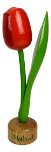 Tulp op houten voet, Oranje / Rood