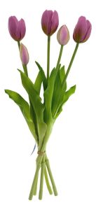 Tulpen Kunstbloem Boeket 5 stuks, 'Paars' 39 cm