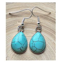 Druppel oorbellen Turkoois 18x13mm