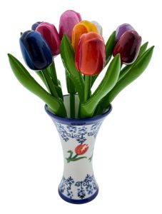 Tulpen vaas geschenk, met 9 tulpen