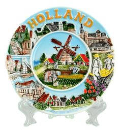 Wandbord Molen en Hollands Landschap - 10 cm